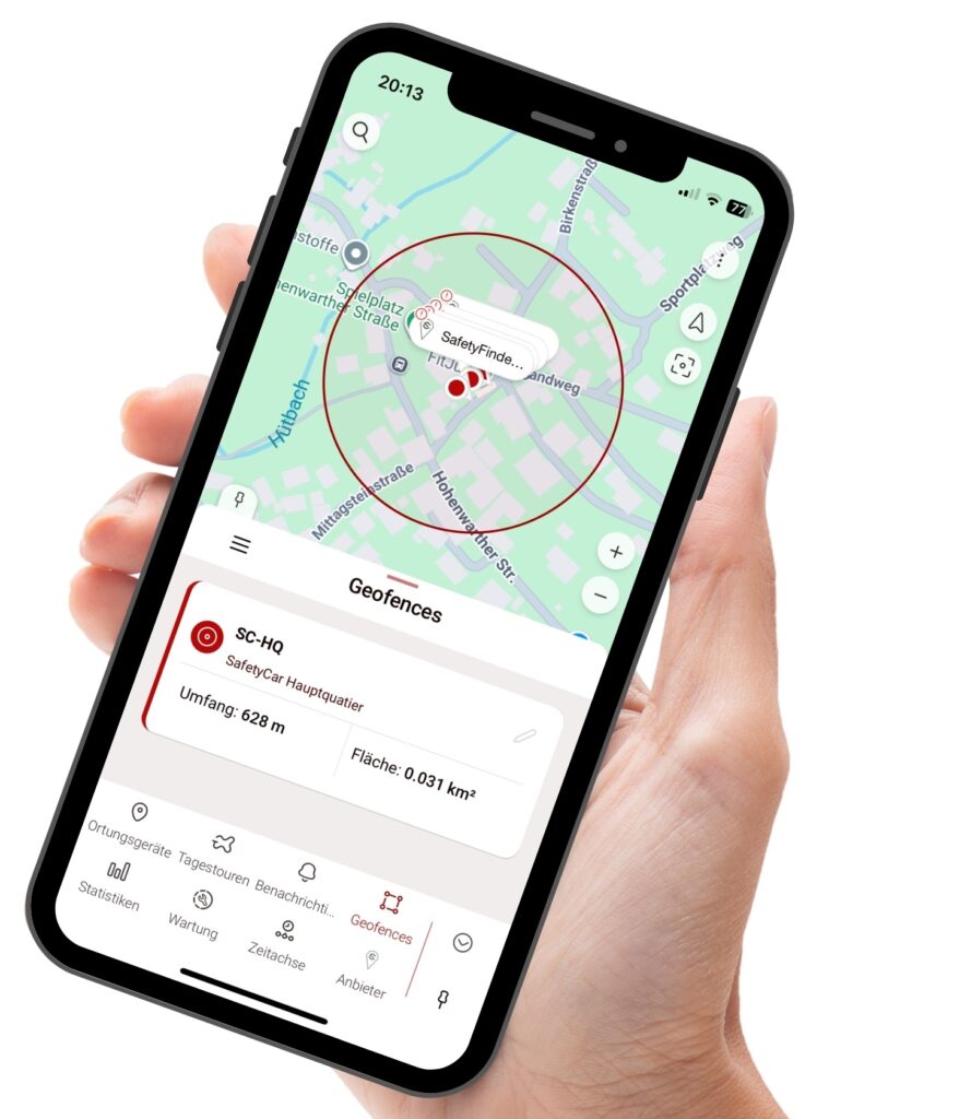 Virtuelle Geozäune und Sicherheitszonen mit dem Ortungssystem von SafetyCar